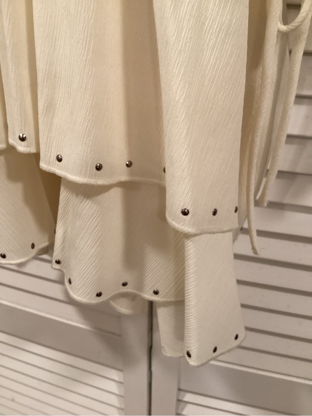 Zara Studded Mini Boho Dress in Cream NWOTs Large - Picture 3 of 6
